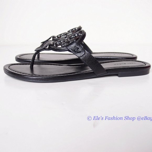 NIB Tory Burch Crystal Embellished Miller Pave Sandal BLACK US 7.5 8 10.5 11 - Picture 10 of 16
